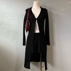 Forever 21 Black Hooded Knit Midi Dress Long Sleeve Minimalist Stretch